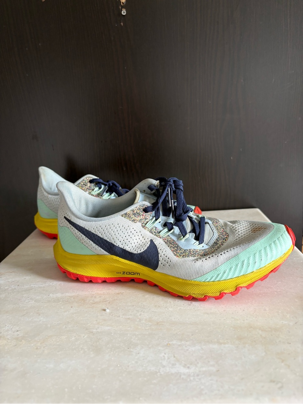 Nike Women's Light Aqua Navy Yellow Red Trail Running Shoes